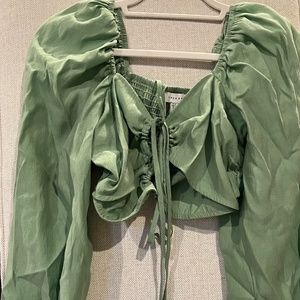 TOPSHOP Size 6 Green Long Sleeve Crop